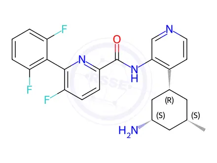 Chemical structure of N-(4-((1R,3S,5S)-3-amino-5-methylcyclohexyl)pyridin-3-yl)-6-(2,6-difluorophenyl)-5-fluoropicolinamide