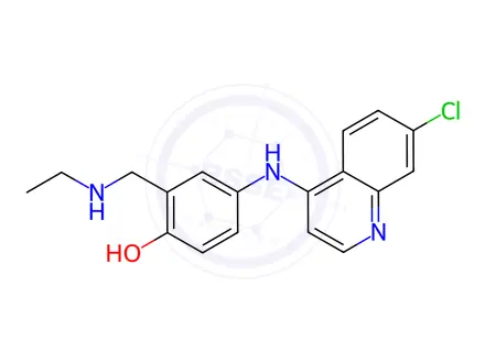 Chemical structure of N-Desethylamodiaquine dihydrochloride solution