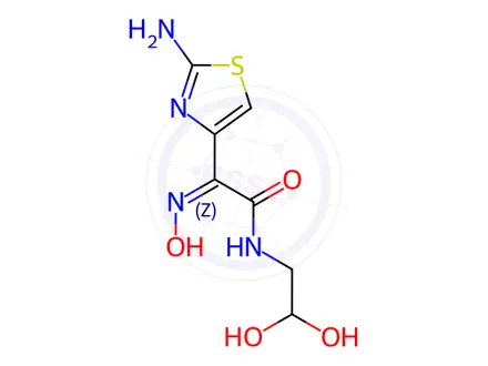 Chemical structure of Cefdinir Impurity B(USP),Cefdinir Glycine Oxime Acid Aldehyde