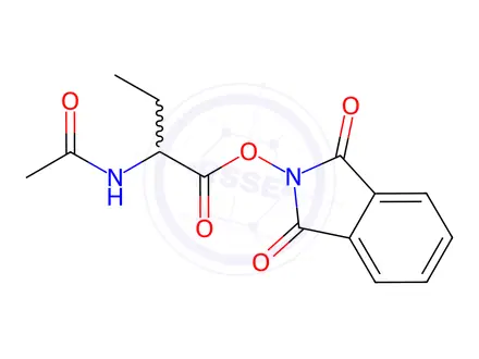 Chemical structure of Butanoic acid, 2-(acetylamino)-, 1,3-dihydro-1,3-dioxo-2H-isoindol-2-yl ester