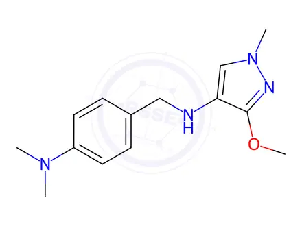 Chemical structure of N-[4-(dimethylamino)benzyl]-3-methoxy-1-methyl-1H-pyrazol-4-amine