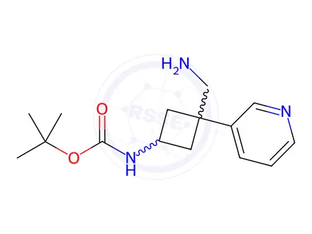 Chemical structure of tert-Butyl 3-(aminomethyl)-3-(3-pyridinyl)cyclobutylcarbamate