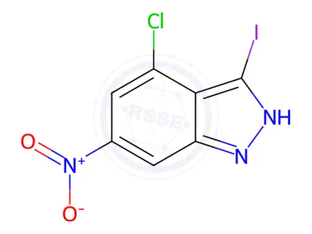 Chemical structure of 4-Chloro-3-iodo-6-nitro-1H-indazole