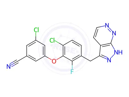 Chemical structure of Benzonitrile, 3-chloro-5-[6-chloro-2-fluoro-3-(1H-pyrazolo[3,4-c]pyridazin-3-ylmethyl)phenoxy]-
