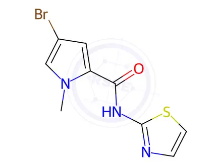 Chemical structure of 4-Bromo-1-methyl-N-(thiazol-2-yl)-1H-pyrrole-2-carboxamide