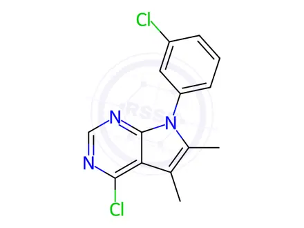 Chemical structure of 4-Chloro-7-(3-chlorophenyl)-5,6-dimethyl-7H-pyrrolo[2,3-d]pyrimidine
