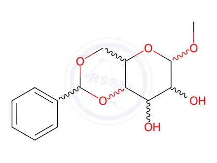 Chemical structure of (4AR,6S,7R,8R,8aR)-6-methoxy-2-phenylhexahydropyrano[3,2-d][1,3]dioxine-7,8-diol