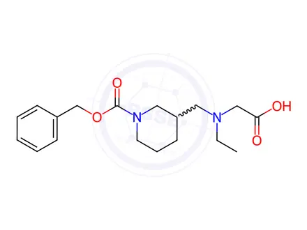 Chemical structure of 2-(((1-((Benzyloxy)carbonyl)piperidin-3-yl)methyl)(ethyl)amino)acetic acid