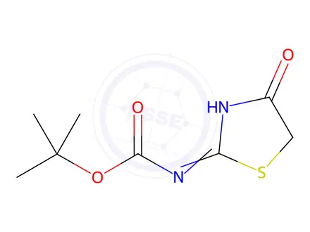 Chemical structure of (4,5-dihydro-4-oxo-2-thiazolyl)-Carbamic acid-1,1-dimethylethyl ester