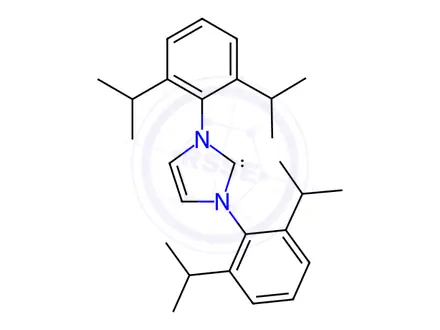 Chemical structure of 1,3-Bis(2,6-di-i-propylphenyl)iMidazol-2-ylidenegold(I) hydroxide, Min. 97%