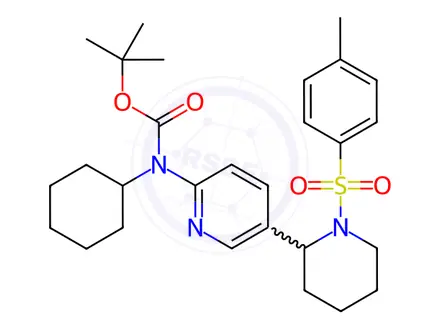 Chemical structure of tert-Butyl cyclohexyl(5-(1-tosylpiperidin-2-yl)pyridin-2-yl)carbamate