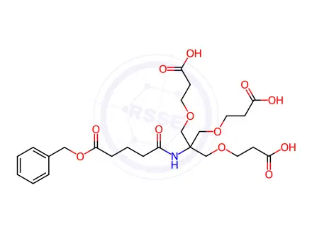 Chemical structure of Pentanoic acid, 5-[[2-(2-carboxyethoxy)-1,1-bis[(2-carboxyethoxy)methyl]ethyl]amino]-5-oxo-, 1-(phenylmethyl) ester