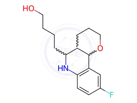 Chemical structure of 4-[9-Fluoro-3,4,4a,5,6,10b-hexahydro-2H-pyrano[3,2-c]quinolin-5-yl]-1-butanol