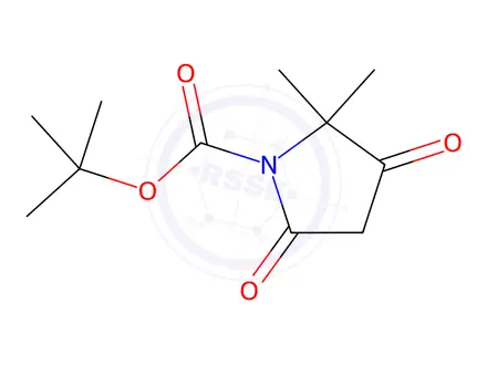 Chemical structure of 2,2-dimethyl-3,5-dioxo-pyrrolidine-1-carboxylic acid tert-butyl ester