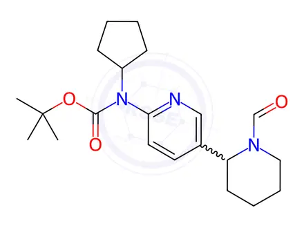 Chemical structure of tert-Butyl cyclopentyl(5-(1-formylpiperidin-2-yl)pyridin-2-yl)carbamate