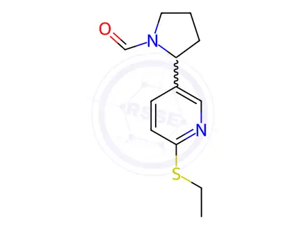Chemical structure of 2-(6-(Ethylthio)pyridin-3-yl)pyrrolidine-1-carbaldehyde