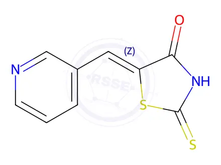 Chemical structure of (Z)-5-(pyridin-3-ylmethylene)-2-thioxothiazolidin-4-one