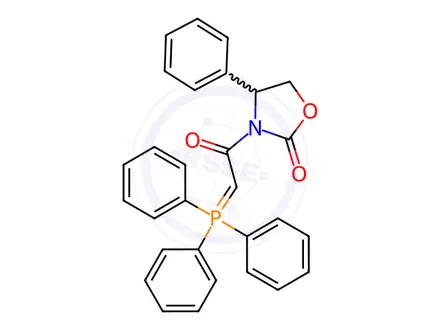 Chemical structure of (S)-4-phenyl-3-(2-(triphenyl-lambda5-phosphanylidene)acetyl)oxazolidin-2-one