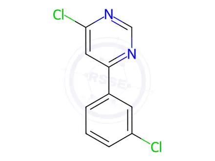 Chemical structure of 4-chloro-6-(3-chlorophenyl)pyrimidine
