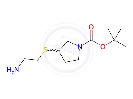 Chemical structure of tert-Butyl 3-((2-aminoethyl)thio)pyrrolidine-1-carboxylate