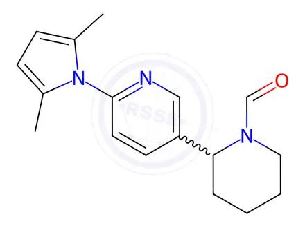 Chemical structure of 2-(6-(2,5-Dimethyl-1H-pyrrol-1-yl)pyridin-3-yl)piperidine-1-carbaldehyde