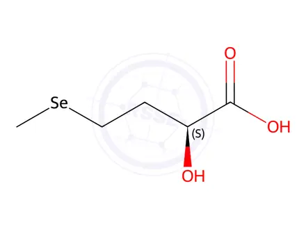 Chemical structure of Butanoic acid, 2-hydroxy-4-(methylseleno)-, (2S)-