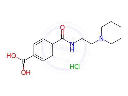 Chemical structure of (4-((2-(Piperidin-1-yl)ethyl)carbamoyl)phenyl)boronic acid hydrochloride