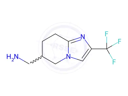 Chemical structure of Imidazo[1,2-a]pyridine-6-methanamine, 5,6,7,8-tetrahydro-2-(trifluoromethyl)-, hydrochloride (1:2)