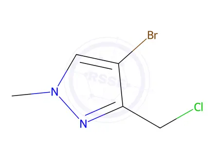 Chemical structure of 4-Bromo-3-(chloromethyl)-1-methyl-1H-pyrazole