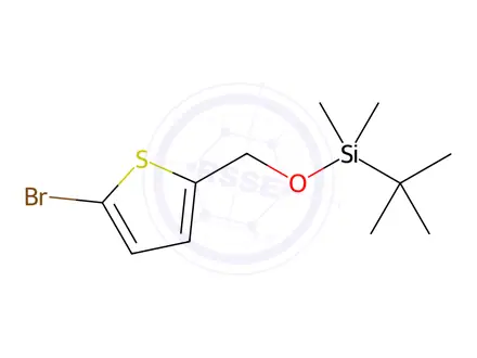 Chemical structure of Thiophene, 2-bromo-5-[[[(1,1-dimethylethyl)dimethylsilyl]oxy]methyl]-