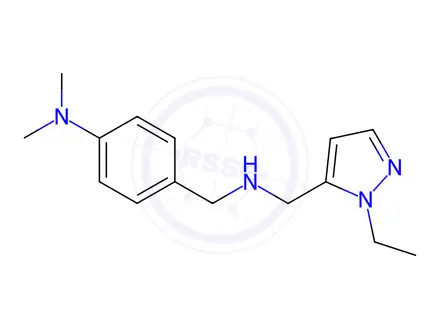 Chemical structure of 4-({[(1-ethyl-1H-pyrazol-5-yl)methyl]amino}methyl)-N,N-dimethylaniline