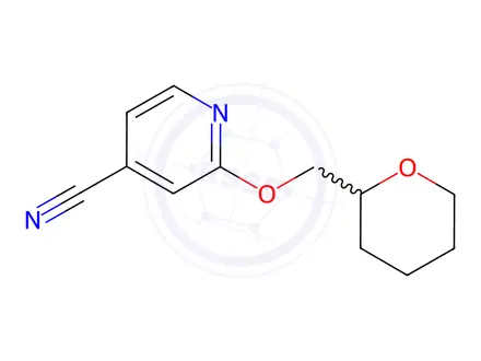 Chemical structure of 2-(Tetrahydro-2H-pyran-2-ylmethoxy)-isonicotinonitrile
