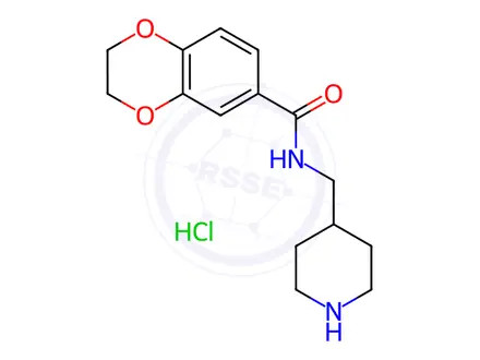 Chemical structure of 2,3-Dihydro-benzo[1,4]dioxine-6-carboxylic acid (piperidin-4-ylMethyl)-aMide hydrochloride