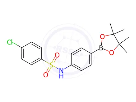 Chemical structure of 4-Chloro-N-(4-(4,4,5,5-tetramethyl-1,3,2-dioxaborolan-2-yl)phenyl)benzenesulfonamide