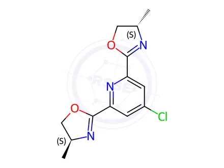 Chemical structure of (4S,4'S)-2,2'-(4-Chloropyridine-2,6-diyl)bis(4-methyl-4,5-dihydrooxazole)