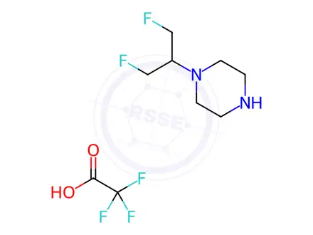 Chemical structure of Piperazine, 1-[2-fluoro-1-(fluoromethyl)ethyl]-, 2,2,2-trifluoroacetate (1:1)
