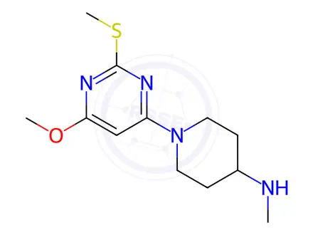 Chemical structure of 1-(6-Methoxy-2-(methylthio)pyrimidin-4-yl)-N-methylpiperidin-4-amine hydrochloride