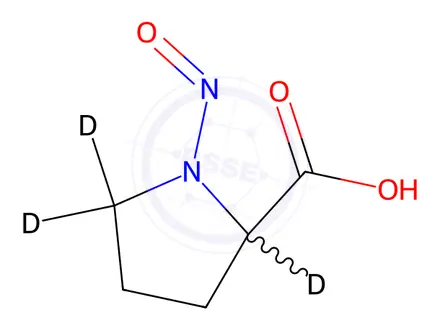 Chemical structure of N-Nitroso-DL-Proline-d3