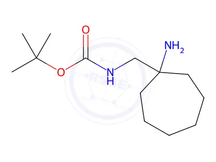 Chemical structure of tert-Butyl N-[(1-Aminocycloheptyl)methyl]carbamate