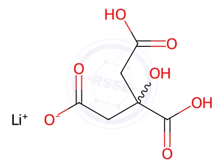 Chemical structure of citric acid, lithium salt