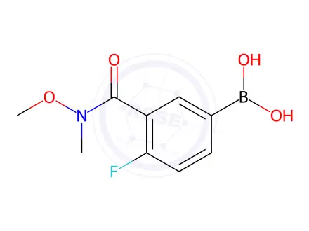 Chemical structure of 4-Fluoro-3-[(N-Methoxy-N-Methyl)Carbamoyl]Benzeneboronic Acid