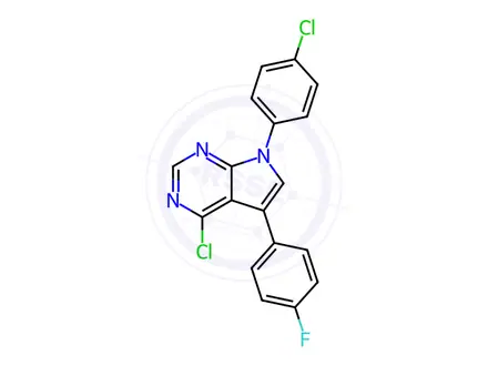 Chemical structure of 4-Chloro-7-(4-chlorophenyl)-5-(4-fluorophenyl)-7H-pyrrolo[2,3-d]pyrimidine