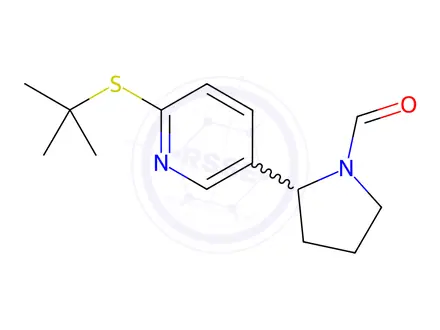 Chemical structure of 2-(6-(tert-Butylthio)pyridin-3-yl)pyrrolidine-1-carbaldehyde