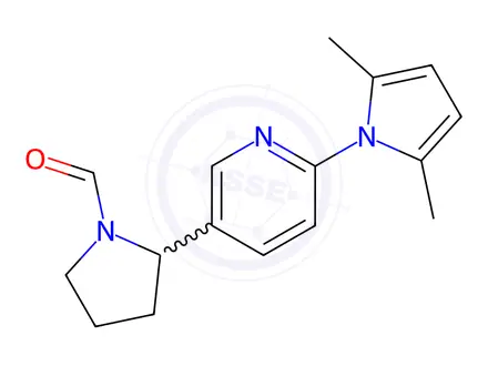 Chemical structure of 2-(6-(2,5-Dimethyl-1H-pyrrol-1-yl)pyridin-3-yl)pyrrolidine-1-carbaldehyde