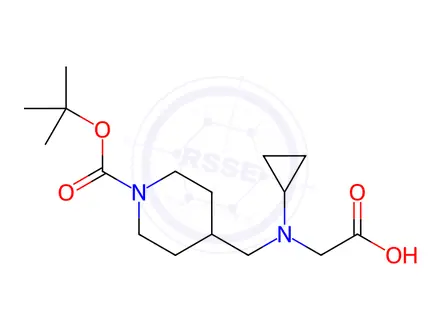 Chemical structure of 2-(((1-(tert-Butoxycarbonyl)piperidin-4-yl)methyl)(cyclopropyl)amino)acetic acid
