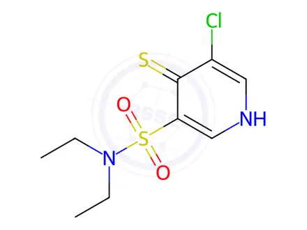 Chemical structure of 5-Chloro-N,N-diethyl-4-mercaptopyridine-3-sulfonamide