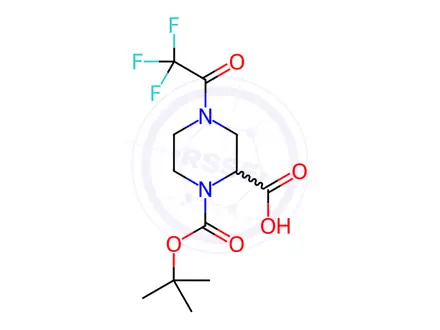 Chemical structure of 1-(tert-Butoxycarbonyl)-4-(2,2,2-trifluoroacetyl)-2-piperazinecarboxylic acid