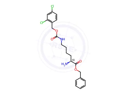 Chemical structure of (S)-Benzyl 2-amino-6-((((2,4-dichlorobenzyl)oxy)carbonyl)amino)hexanoate hydrochloride