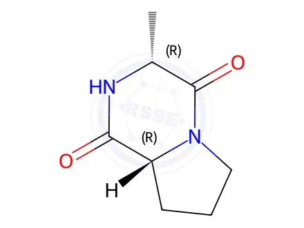 Chemical structure of Pyrrolo[1,2-a]pyrazine-1,4-dione, hexahydro-3-methyl-, (3R-trans)-(8CI,9CI)