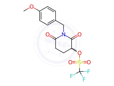 Chemical structure of METHANESULFONIC ACID, 1,1,1-TRIFLUORO-, 1-[(4-METHOXYPHENYL)METHYL]-2,6-DIOXO-3-PIPERIDINYL ESTER